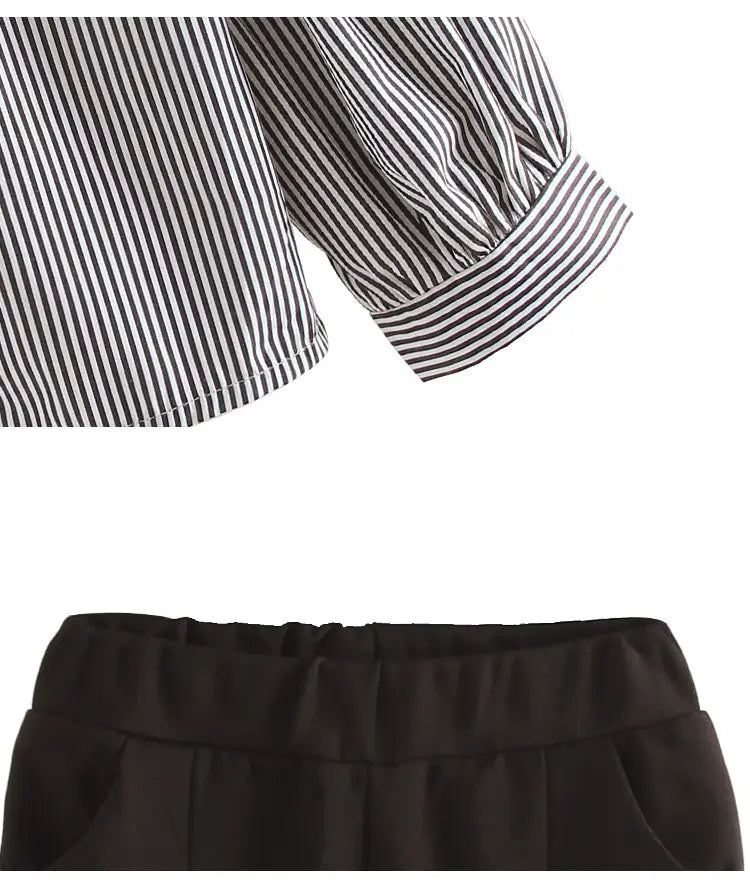 Girls Spring Bows Shirts Pants Suits