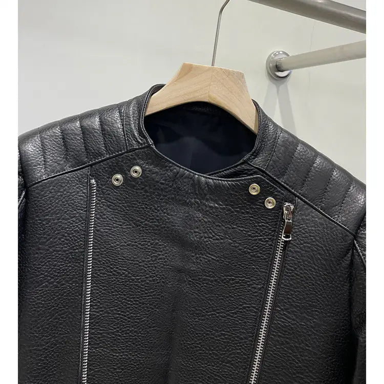 Men’s Sheep Bubble Cropped Leather Jacket