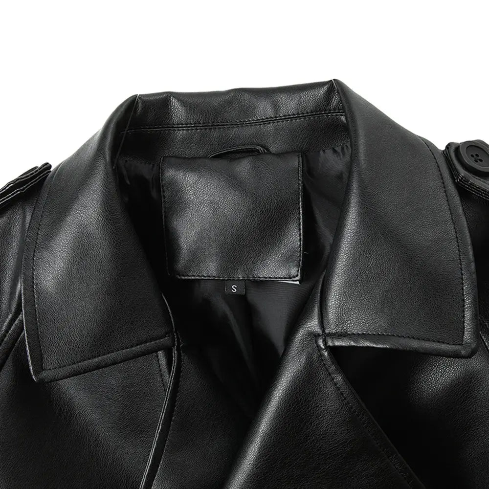 Women’s Solid Color Casual Loose Fit Leather Jacket