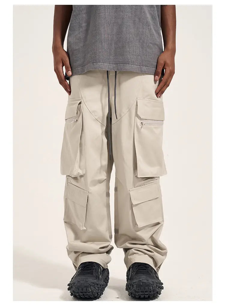 Multi Pocket Retro Velcro Side Zipper Men’s Casual Pants