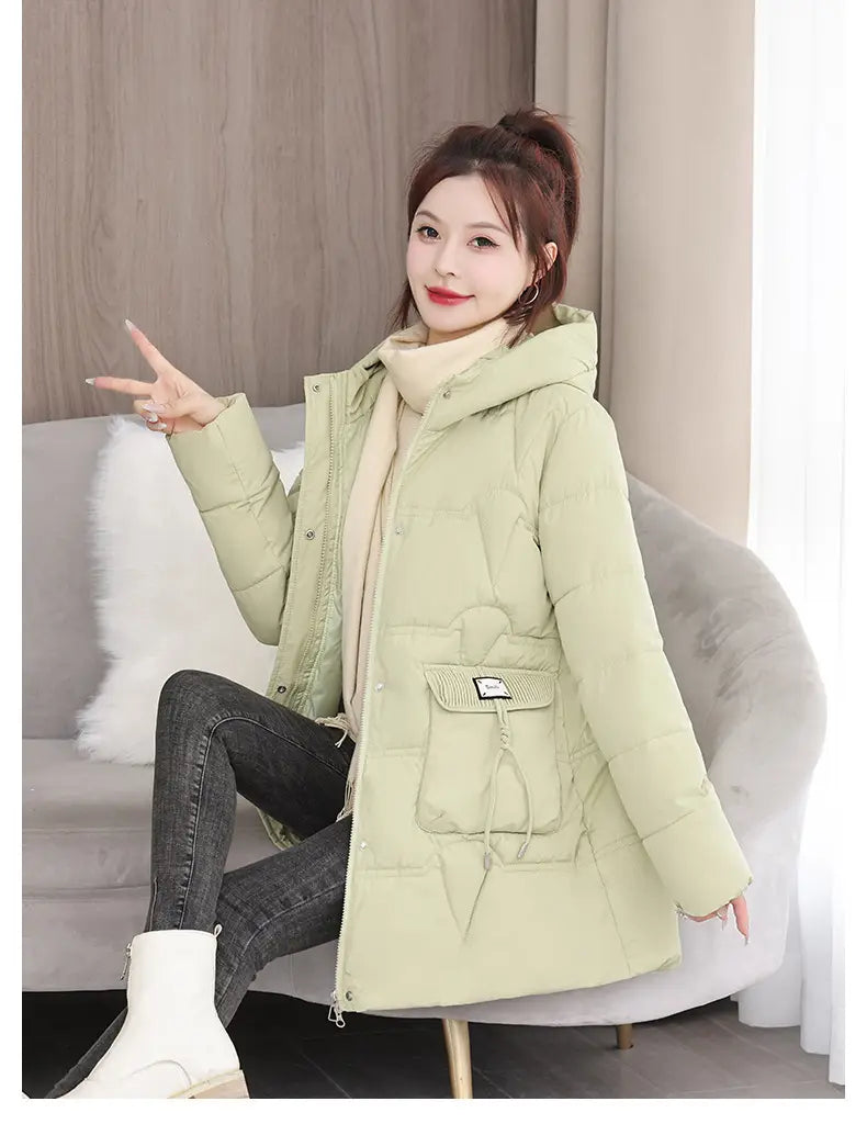 Hooded Down Coat Mid-length Thickened