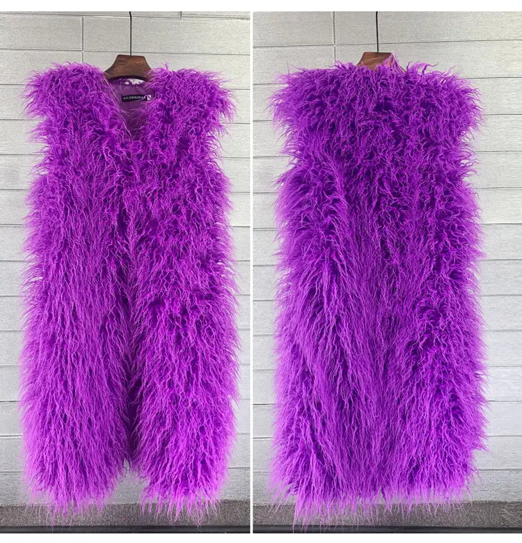 Long Beach Wool Fur Vest Warm Vest Women’s Vest Coat