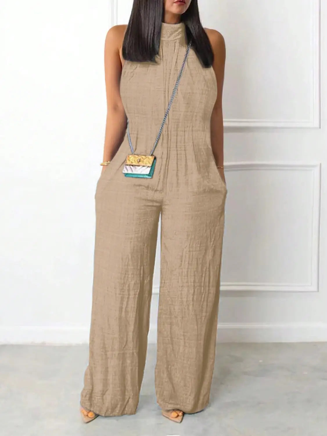 Sleeveless Halter Ruffled Young Women’s Jumpsuit