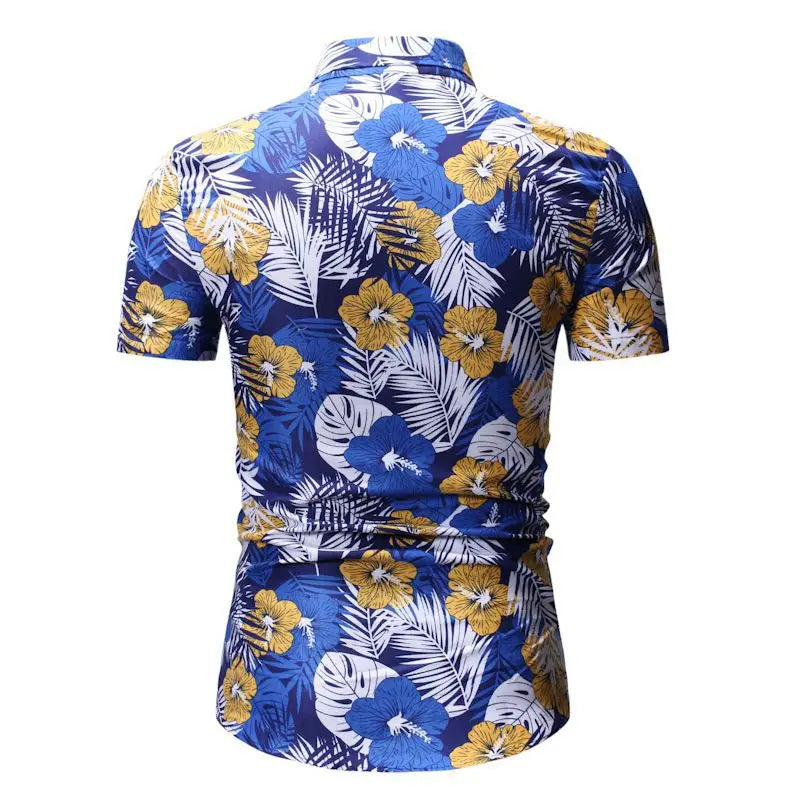 Men’s Summer Beach Short-sleeved Floral Shirt