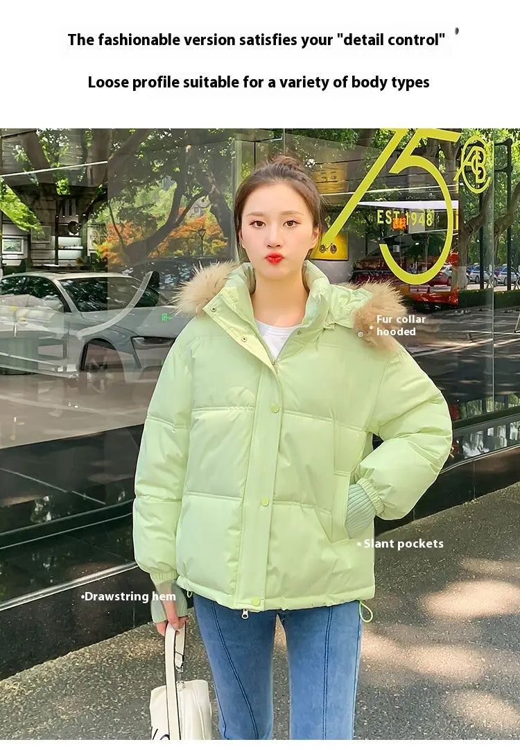 Loose Hooded Gloves Thickened Thermal Quilted Jacket Coat For Women
