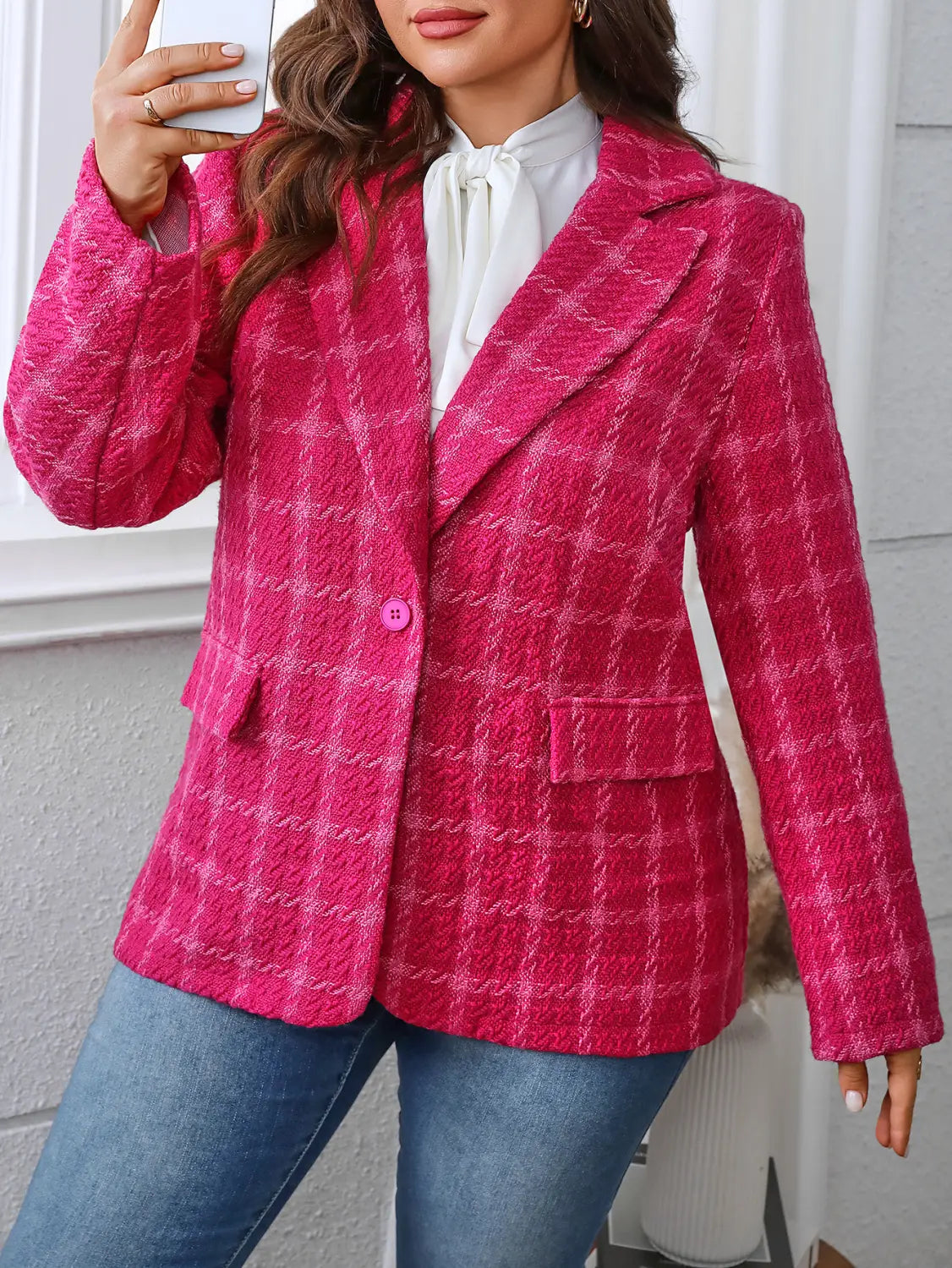 Temperament Commute Plaid Plus Size Coat