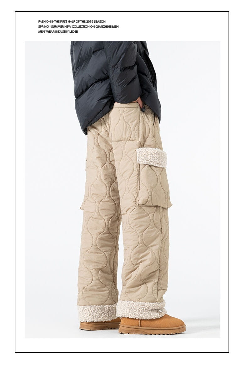 Men’s Quilted Casual Pants Thickened Cold Protection Ski Pants