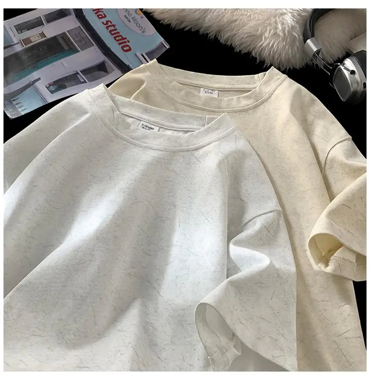 Stone Washed Ice-feeling Tencel Cotton Ice Silk Short Sleeve T-shirt
