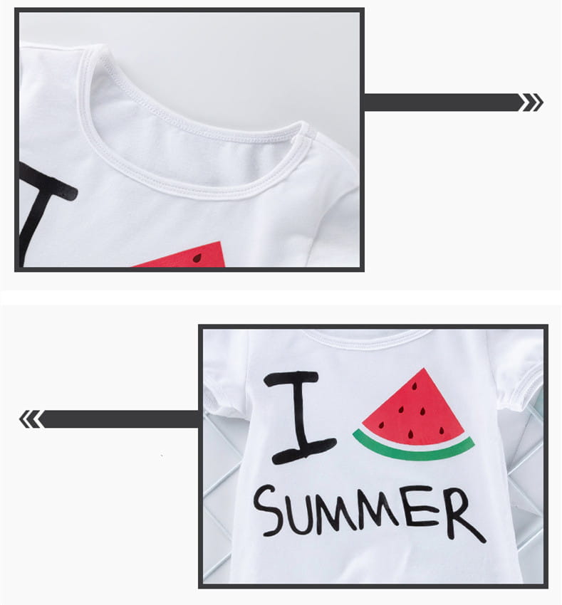 Summer Baby Girl Beach Short-sleeved T-shirt Shorts Hairband Set