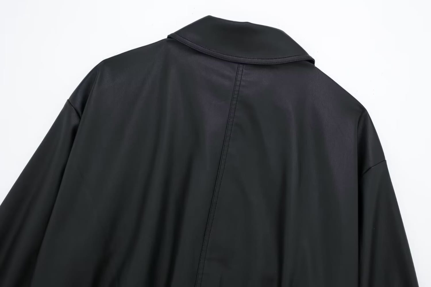 Women’s Lapel Loose Faux Leather Bomber Jacket Coat