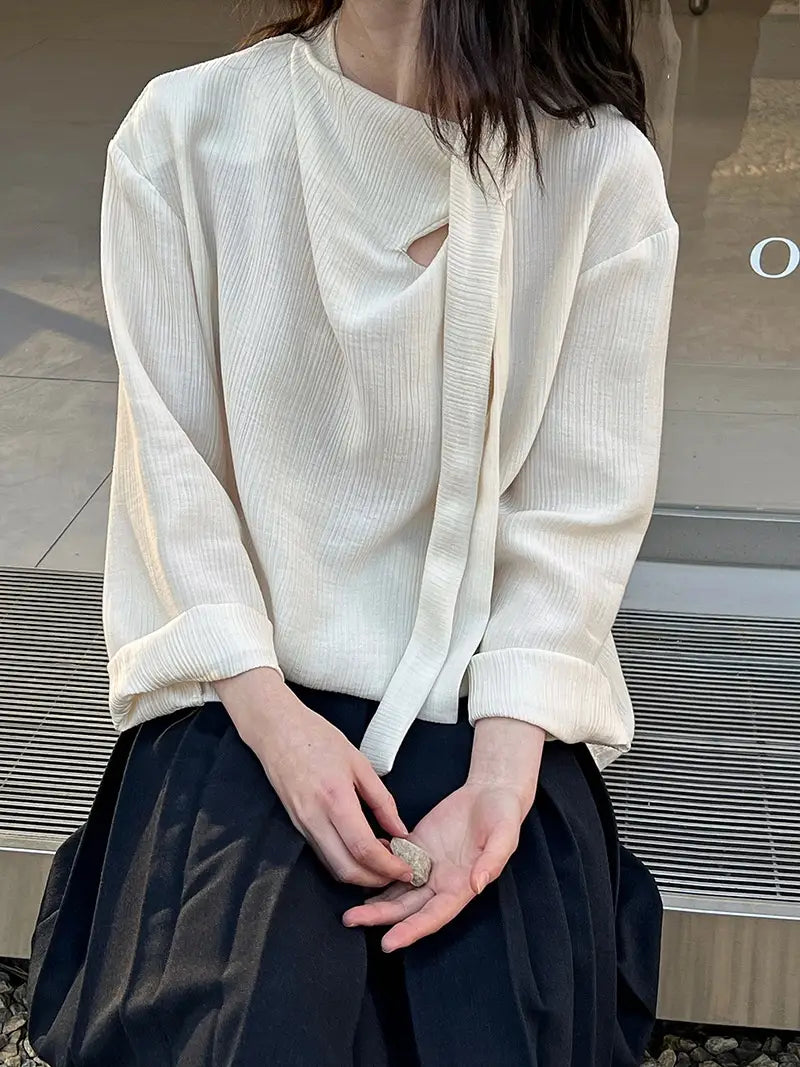 Retro Elegant Ribbon Texture Shirt For Women
