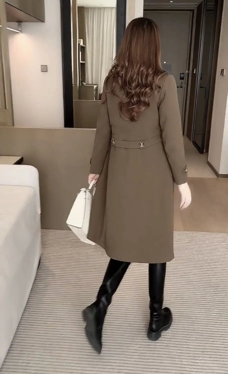 High-grade Fleece Thick Trench Coat Coat Western Style Slimming
