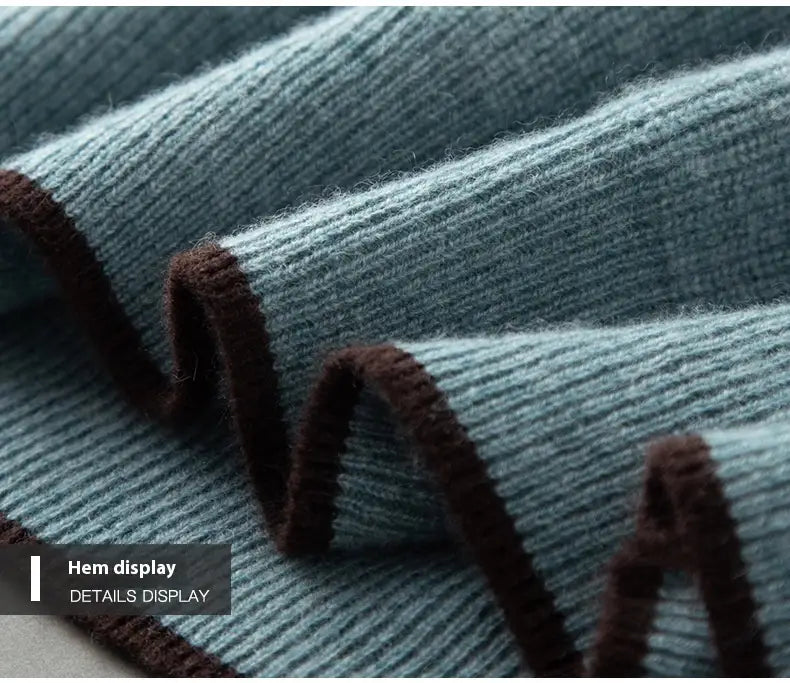 Men’s Loose Ingot Needle Contrast Color Cashmere Sweater