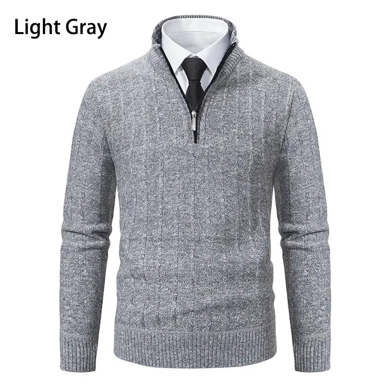 Men’s Half Zipped Stand Collar Pullover Fleece Sweater