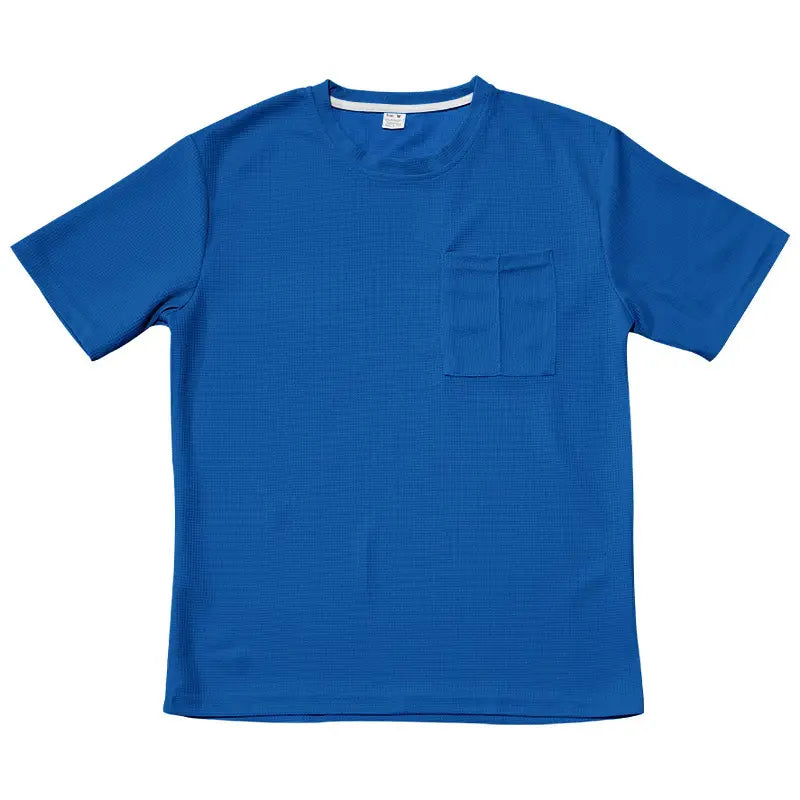 Waffle Round Neck Pocket Short-sleeved Shorts Casual Sports Suit