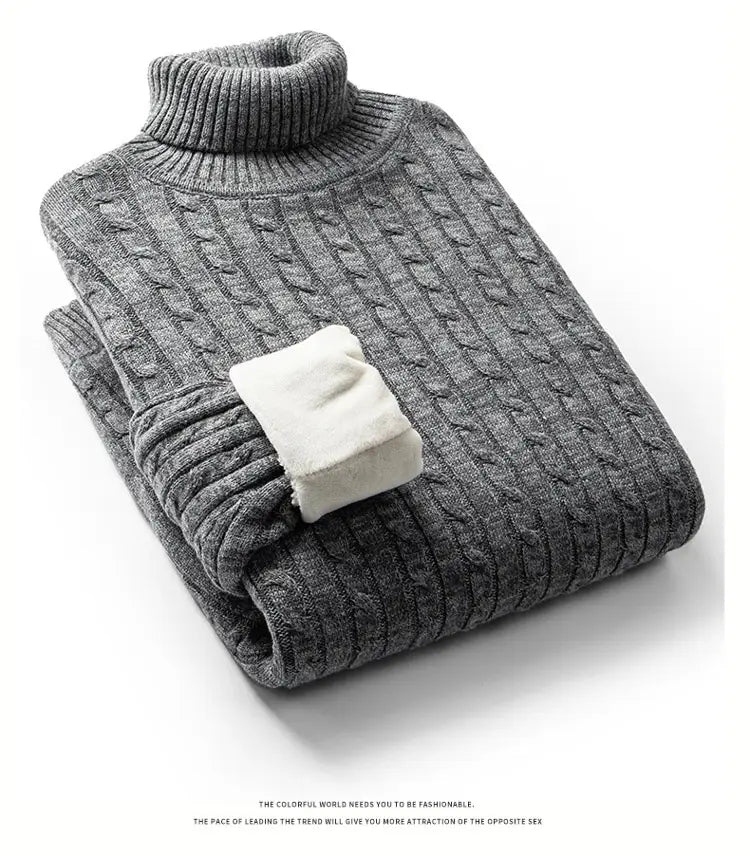 Men’s Fleece-lined Thick Neck Sweater