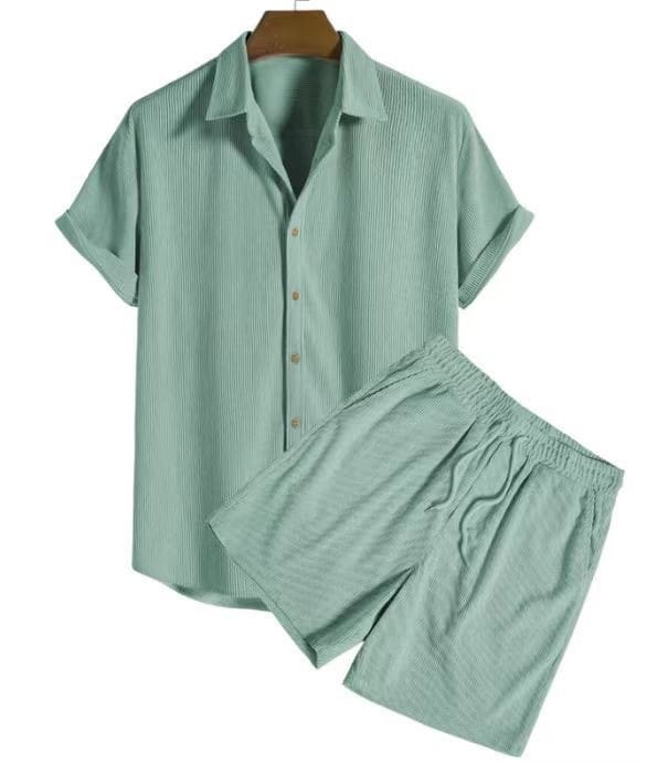Casual Loose Multi-color Beachwear Cotton And Linen Short Sleeve Suit