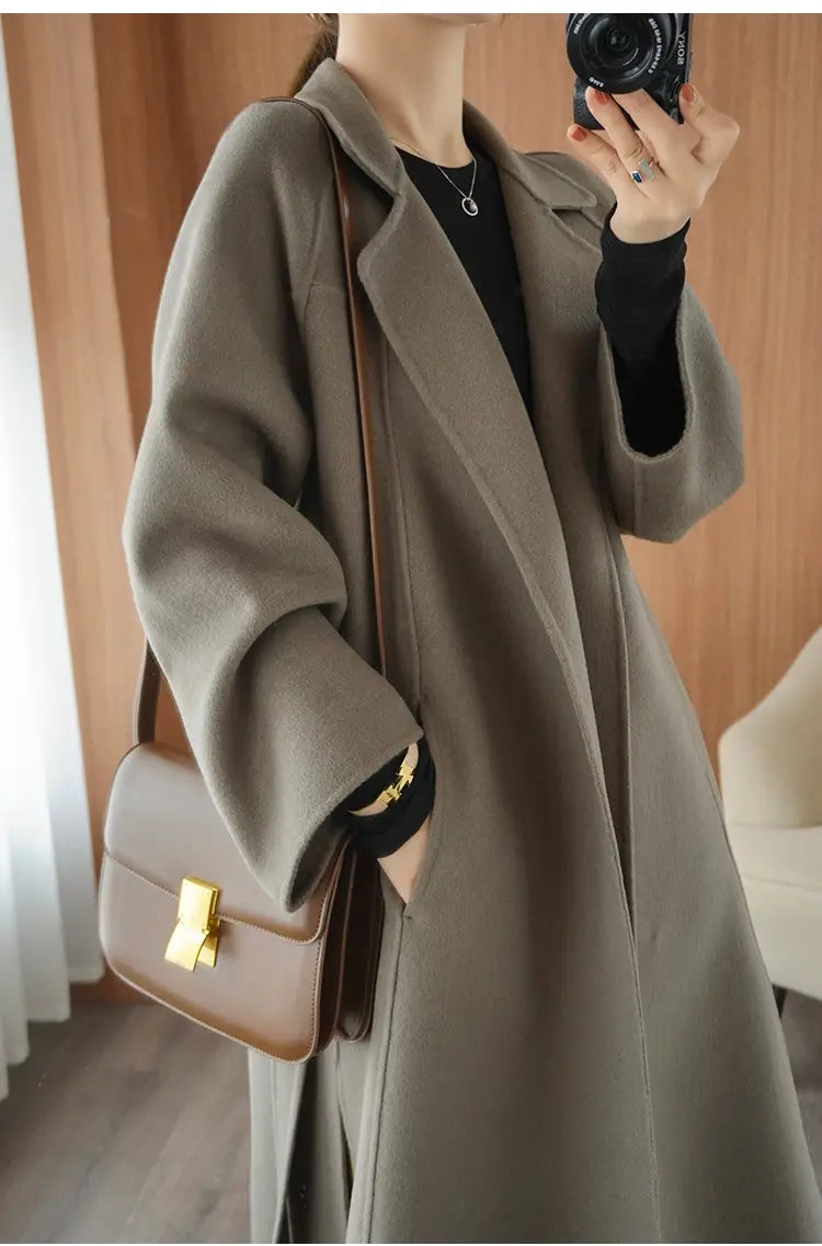 Reversible Cashmere Coat Women’s Mid-length Loose Over Knee Coat