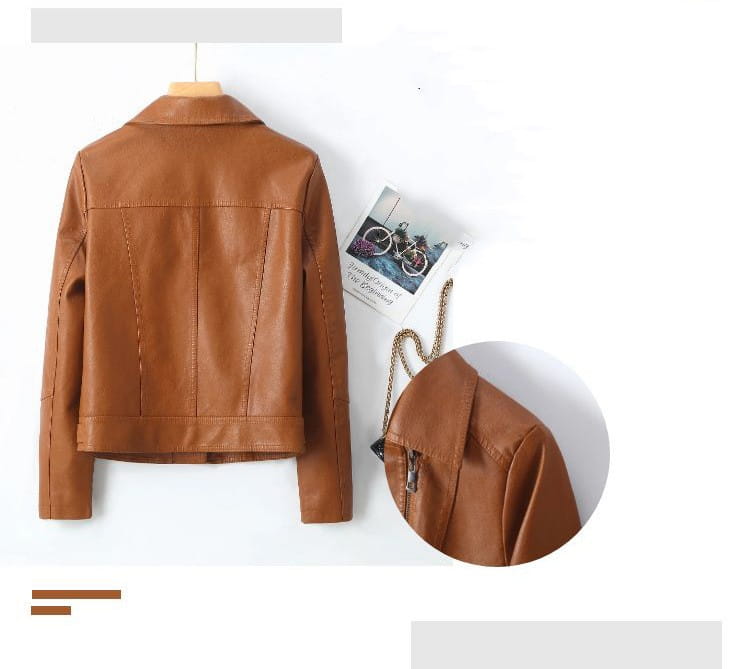 Women’s Lapel Short Small Leather Coat