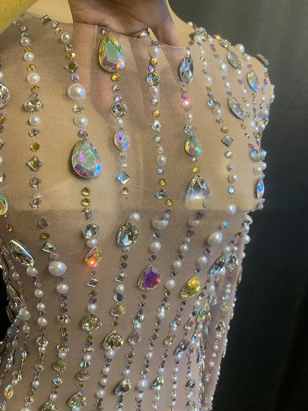 Women’s Rhinestone Birthday Short Party Dress