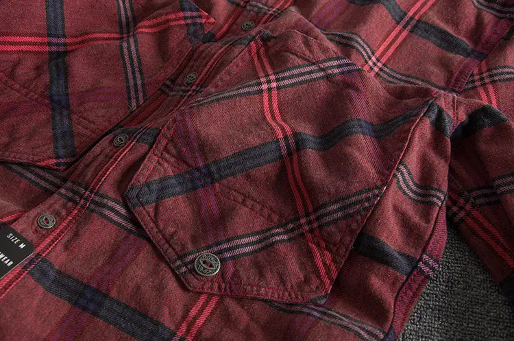 Slim all-match Men’s Casual Plaid Long-sleeved Shirt