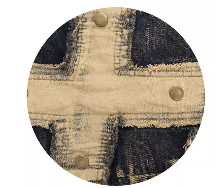 Heavy Industry Distressed Raw Edge Denim Skirt