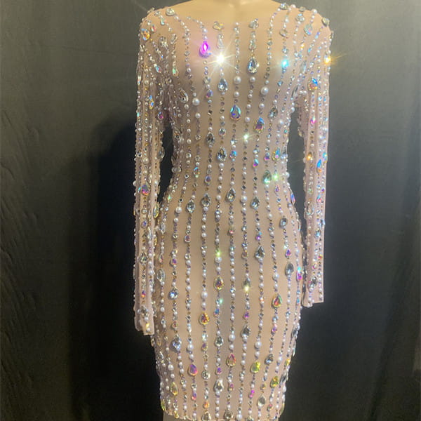 Women’s Rhinestone Birthday Short Party Dress