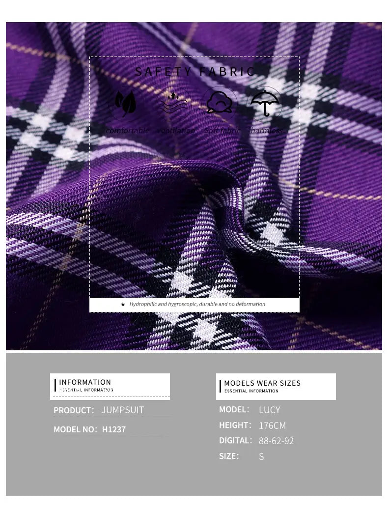 Plaid Spaghetti Straps Casual Jumpsuit Women’s Clothing