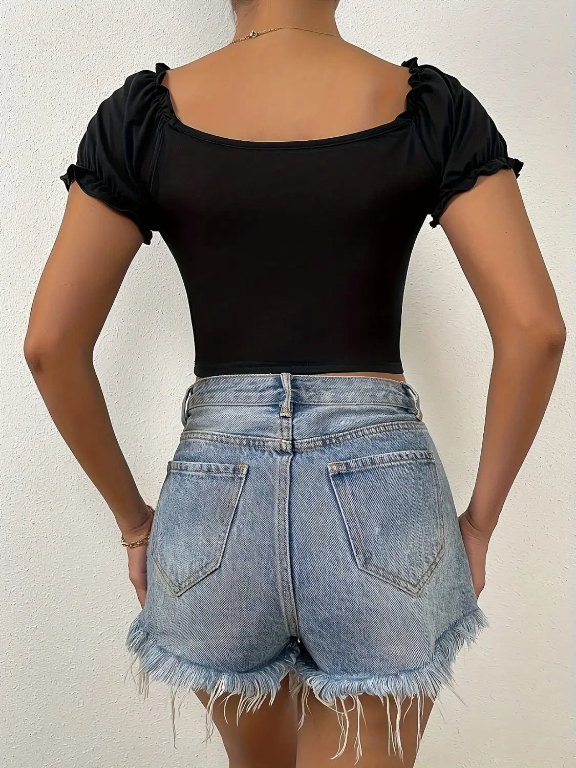 European And American Women’s SpringSummer New V-neck Short Sleeve Loose Top
