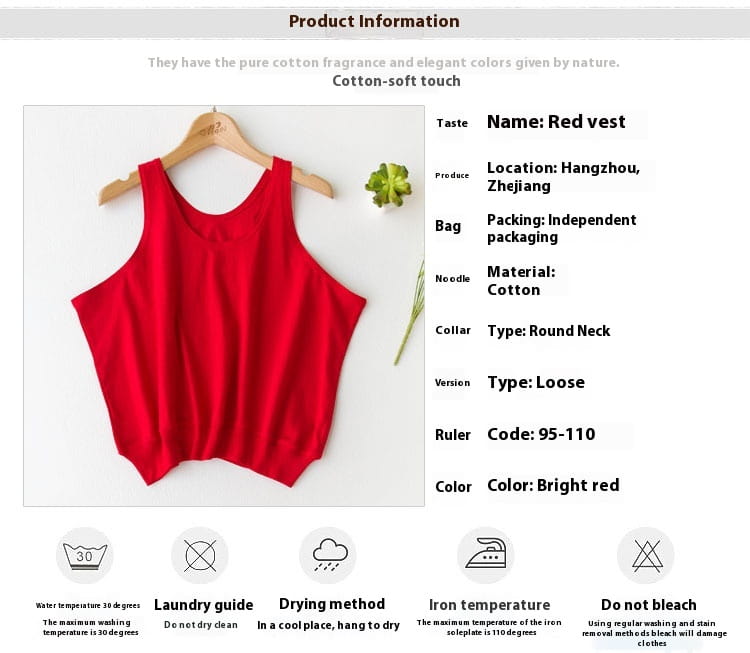 Cotton Middle-aged And Elderly Women’s I-shaped Vest