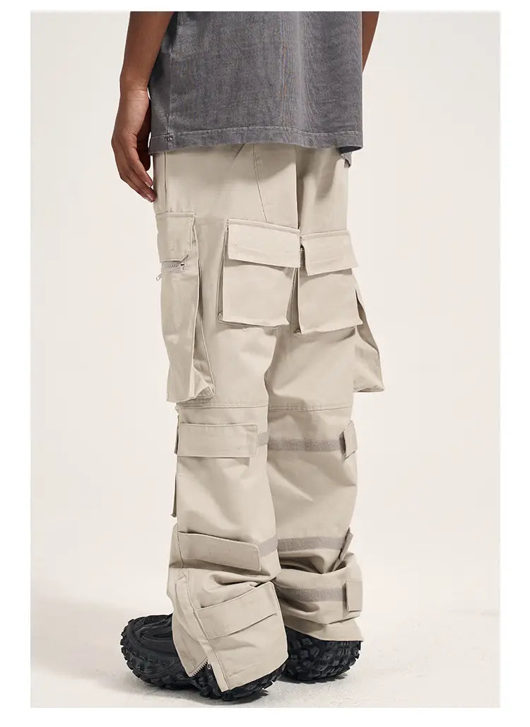 Multi Pocket Retro Velcro Side Zipper Men’s Casual Pants