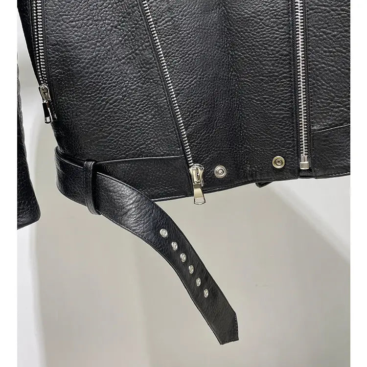 Men’s Sheep Bubble Cropped Leather Jacket