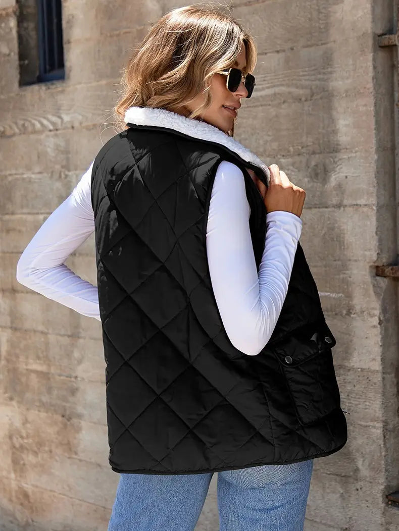 Fashion Pure Color Warm Keeping Double-sided Vest For Women