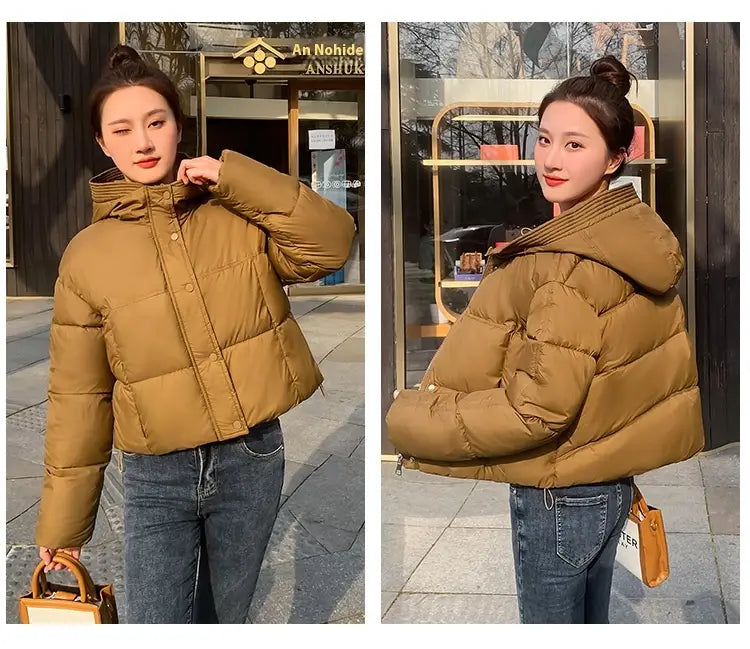 Women’s Simple Casual Hooded Short Down Jacket