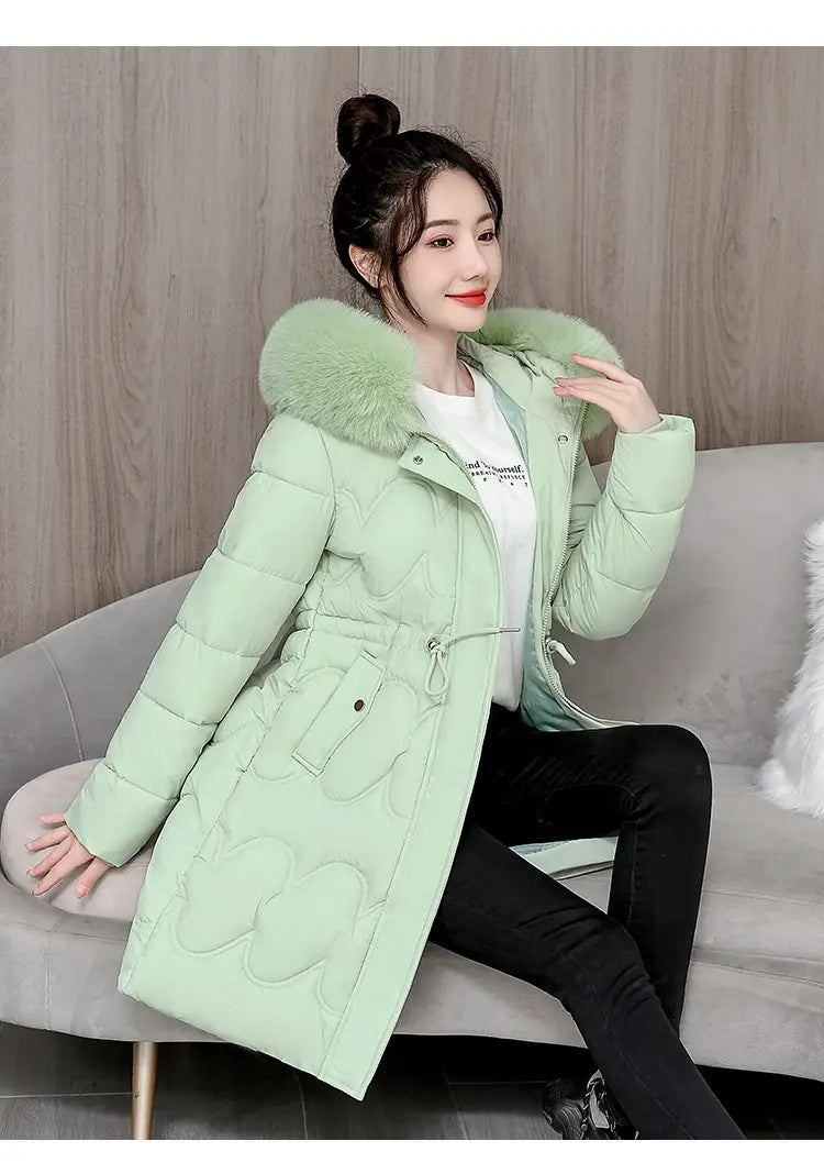 Women’s Waist Slimming Fur Collar Cotton Coat