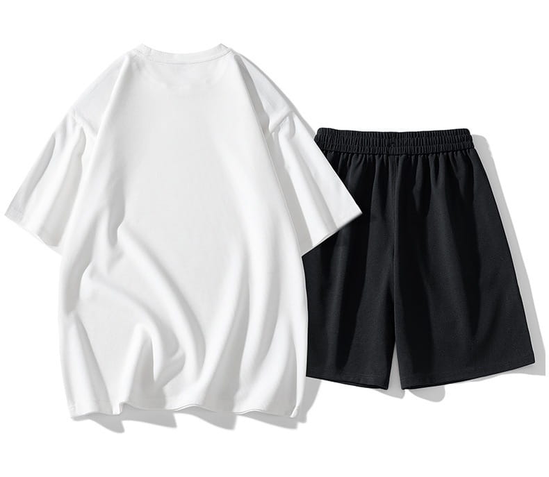 Hong Kong Style Loose Round Neck Short Sleeve Shorts 2-piece Set Leisure Sports Suit Men