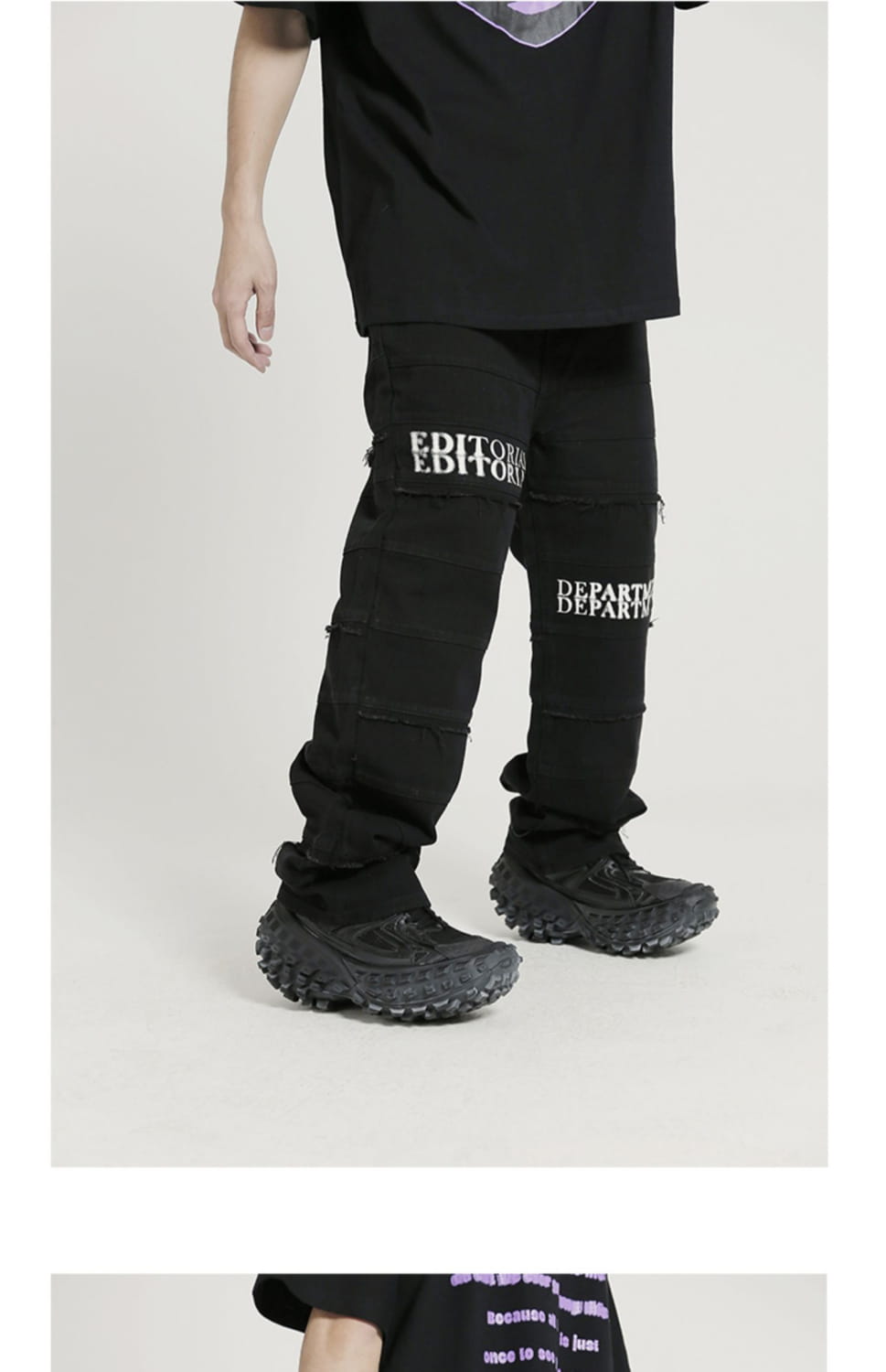 European And American Hip-hop Layered Straight-leg Jeans
