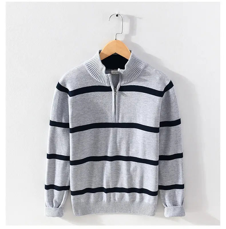 Turtleneck Men’s Cotton Wool Casual Half Zipper Sweater