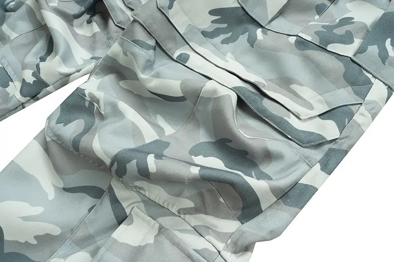 Multi-Pocket Workwear Camouflage Casual Loose Fashion Brand Wide Leg Paratrooper Pants Men