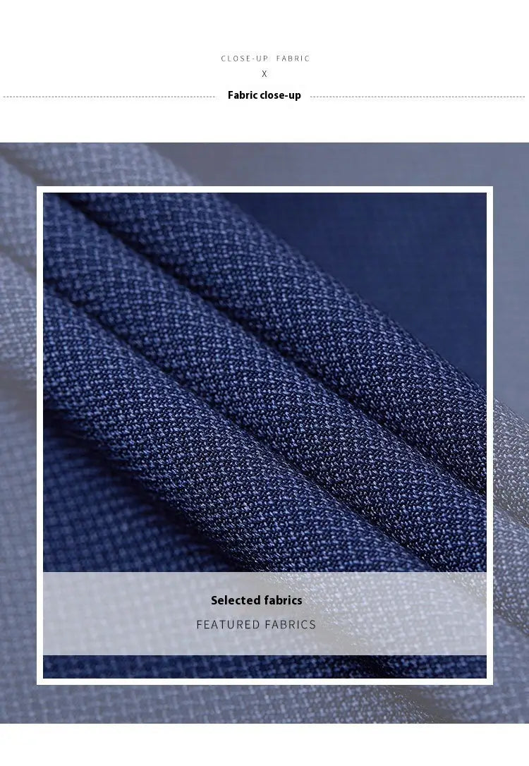 Men’s British Korean Slim Fit Dark Blue Casual Three-piece Suit