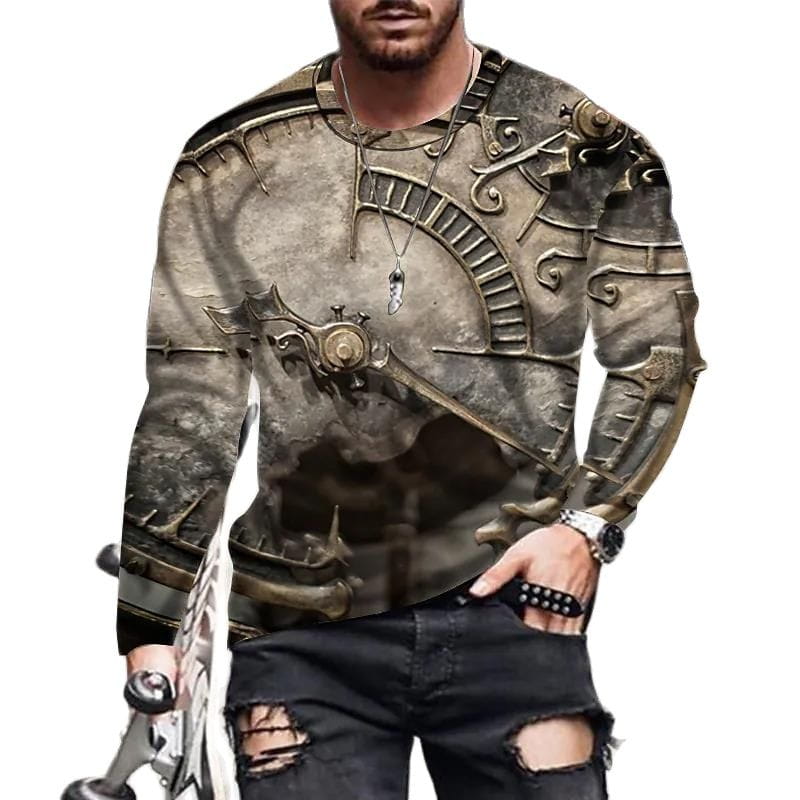 Men’s Clothing Long-sleeved Round Neck T-shirt