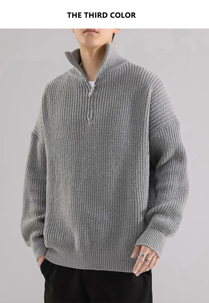 Men’s Turtleneck Half Zipper Thickening Thermal Sweater