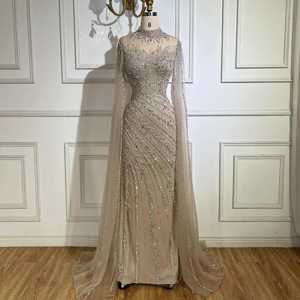Elegant Flying Sleeves High-end Elegant Fishtail Banquet Host Dress