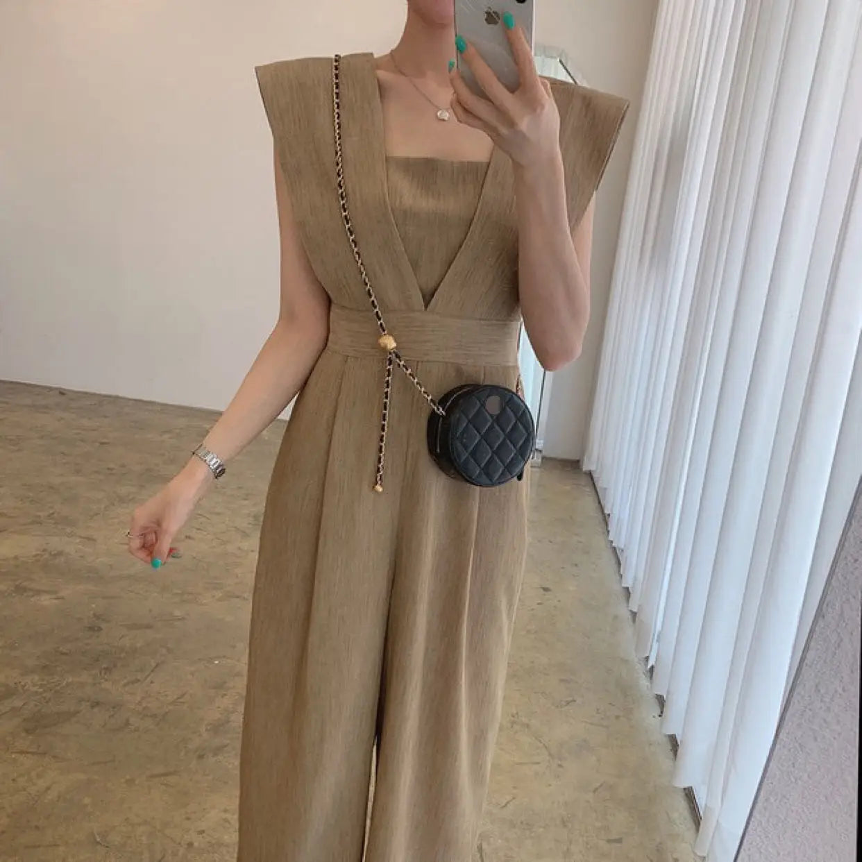 Women’s Chiffon Retro Sleeveless Jumpsuit Wide Leg Pants