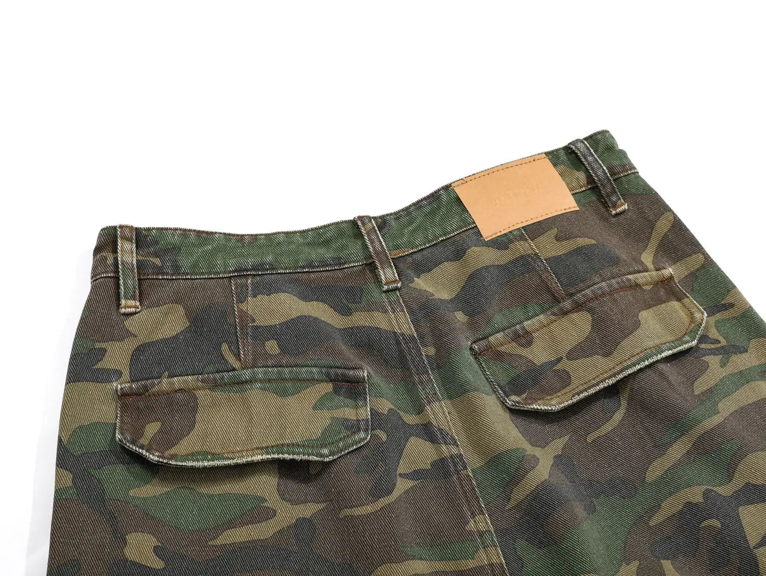 Retro Tattered Jeans Personalized Camouflage Workwear Casual Pants