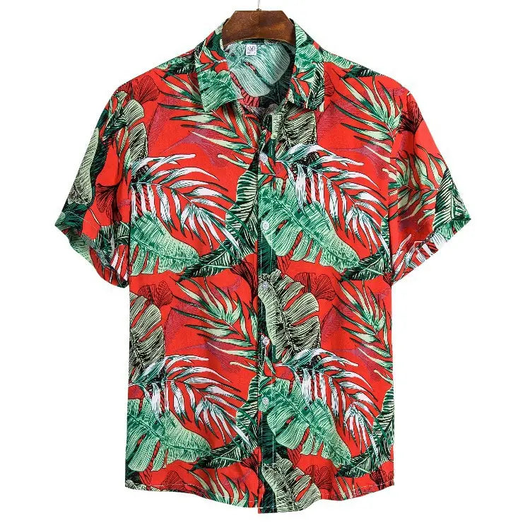 Printed Casual Men’s Short-sleeved Shirt Lapel