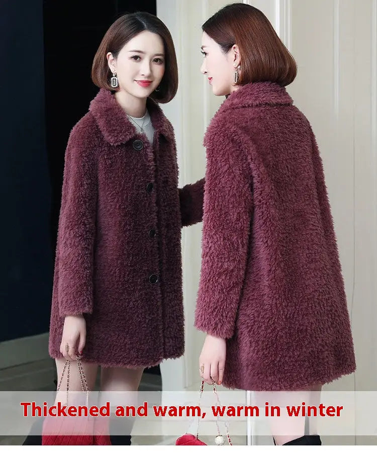 Women’s Thick Faux Cashmere Coat Mid-length