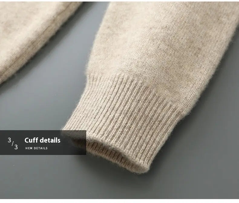 Wool Cardigan Men’s Stand Collar Zipper Knitted Sweater Coat Warm And Loose Cashmere Pants Men
