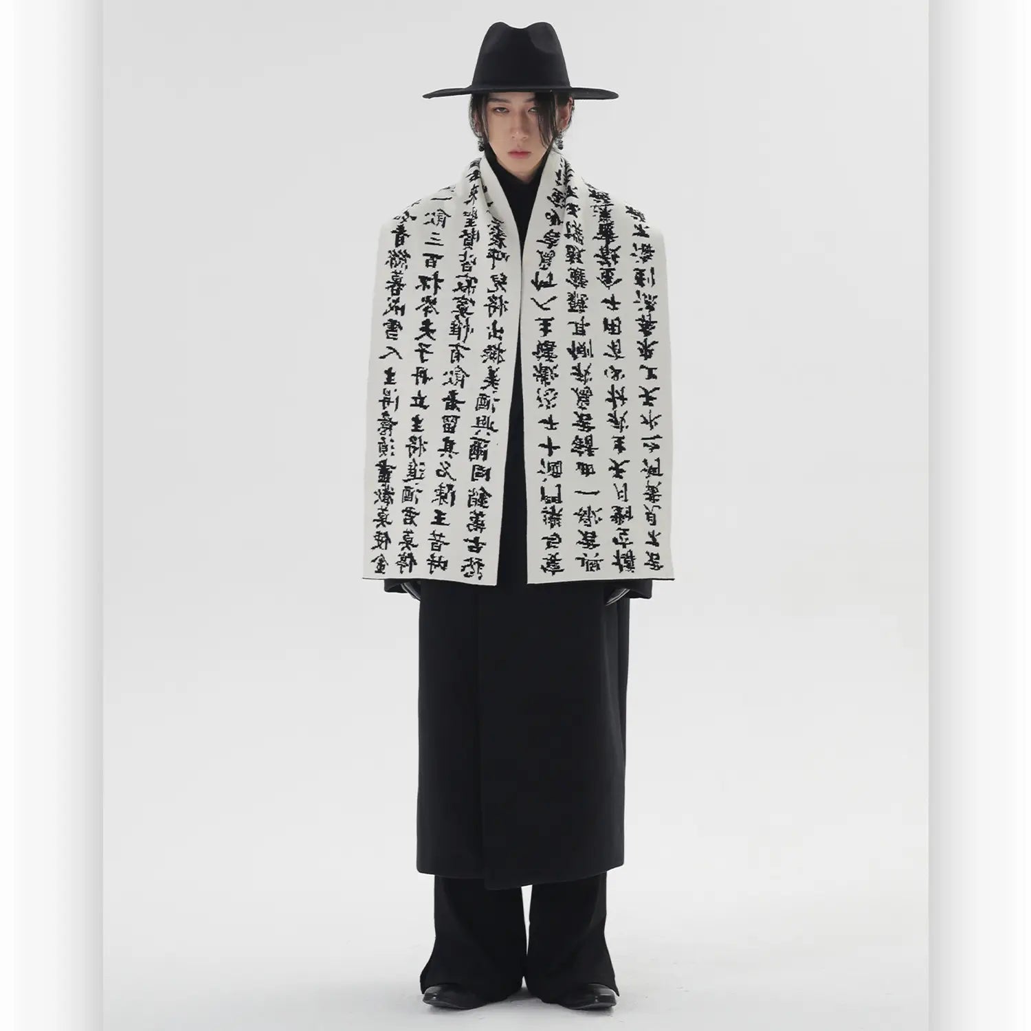 Original Chinese Style Imitation Dehaired Angora Winter Warm Black And White Lovers Scarf