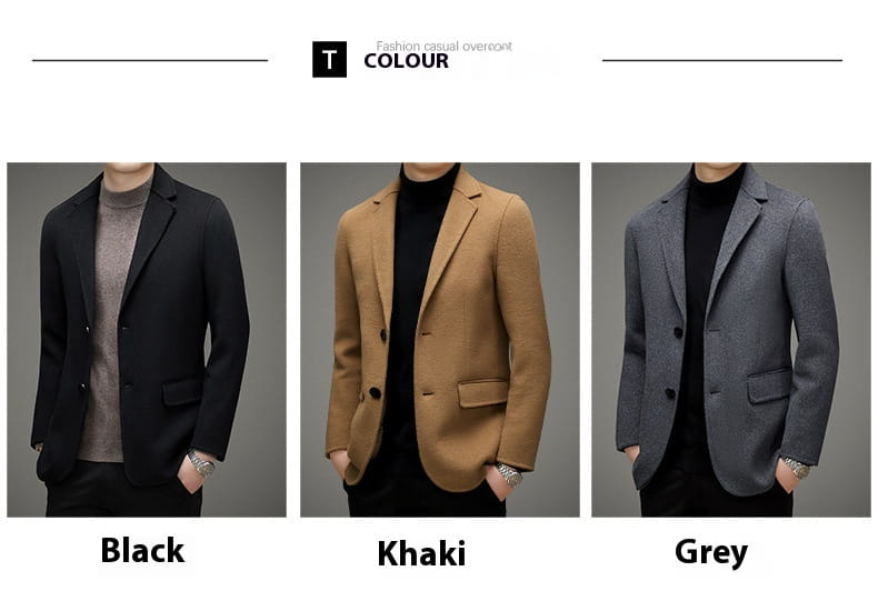 Men’s High-end Suit Reversible Woolen Coat Short Detachable 90 White Duck Down Liner Suit Jacket
